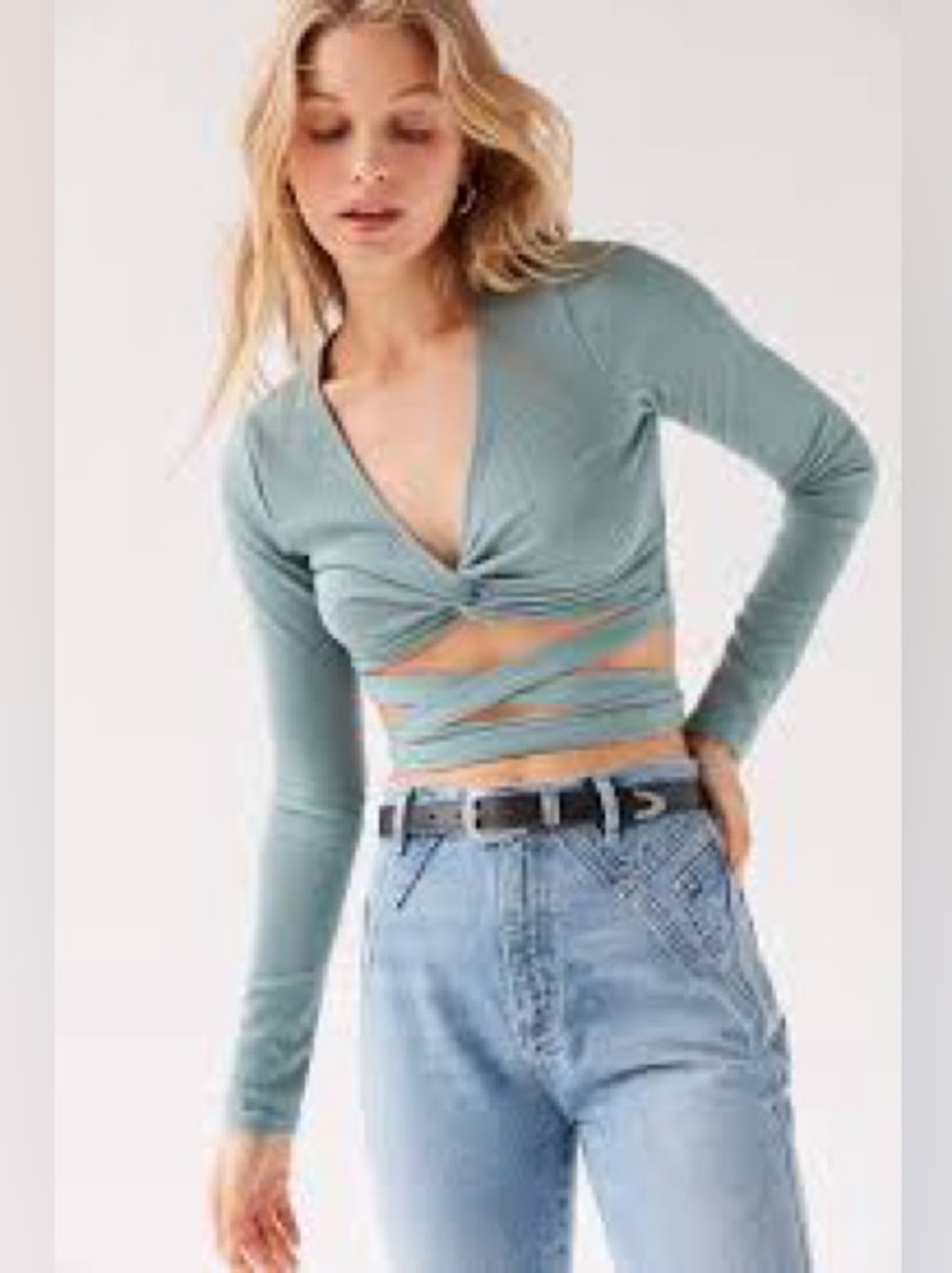 NWT Urban Outfitters UO Sabel Textured Wrap Top XS